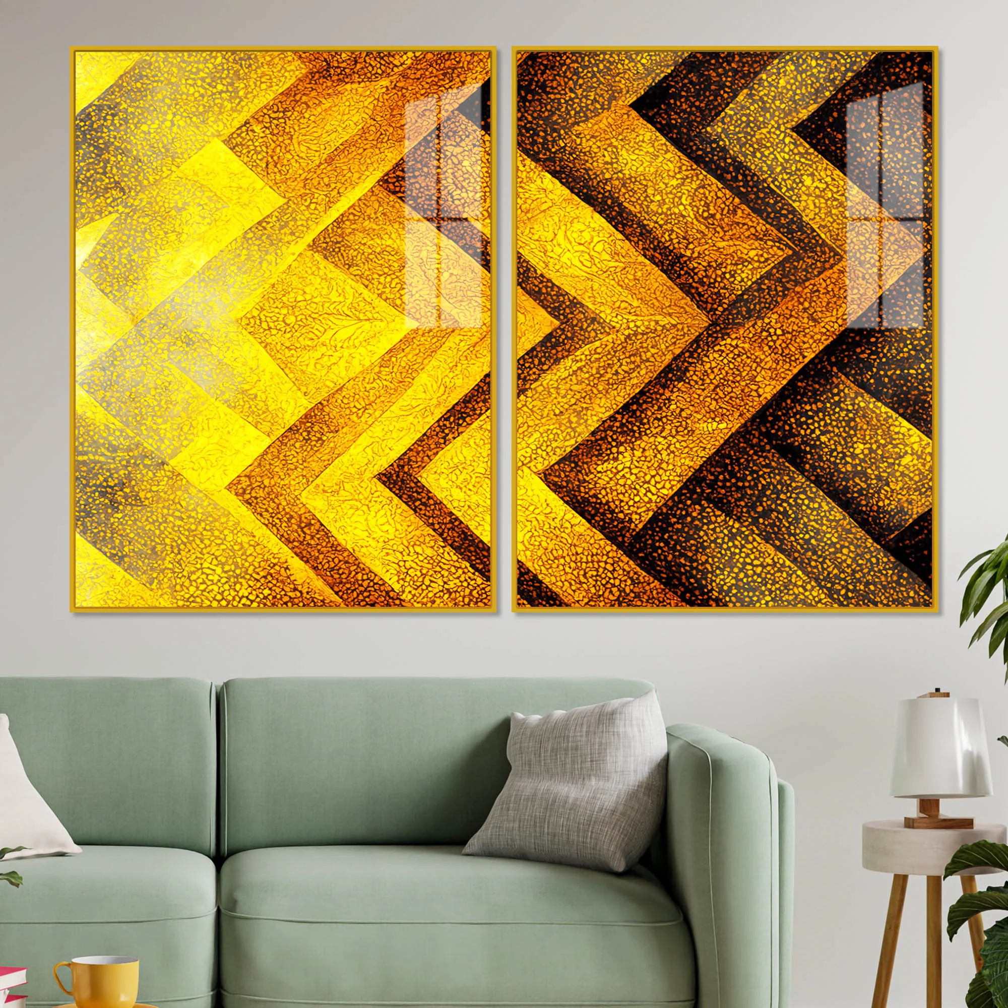 Artistic Modern Elegant Luxury Design Acrylic Art Floating Wall Painting Set of 2 - Image 2