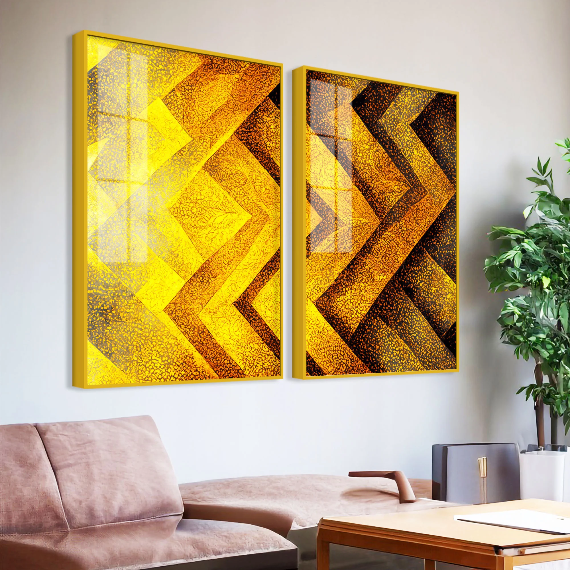 Artistic Modern Elegant Luxury Design Acrylic Art Floating Wall Painting Set of 2 - Image 3