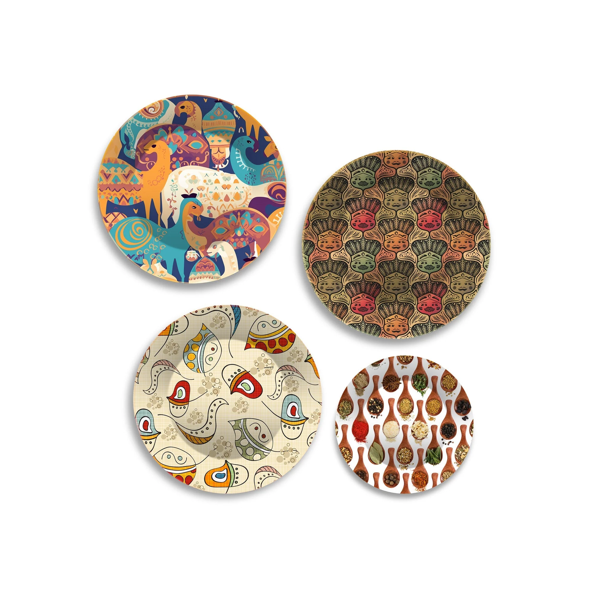 Artistic Pattern Premium Wall Plates Painting Set of Four - Image 4
