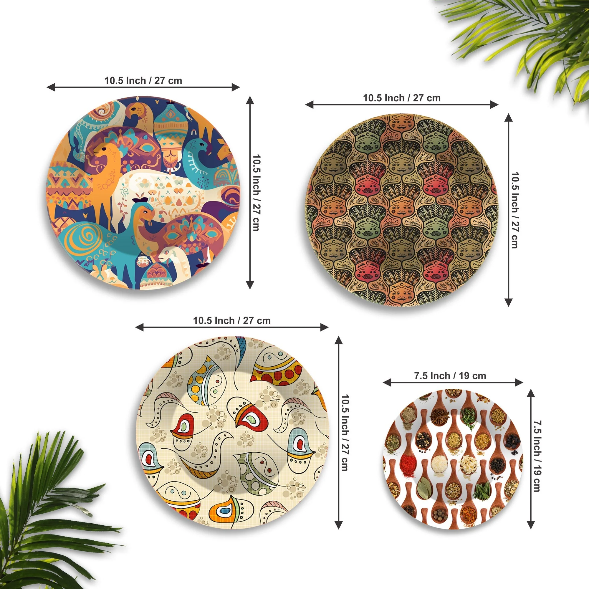 Artistic Pattern Premium Wall Plates Painting Set of Four - Image 6