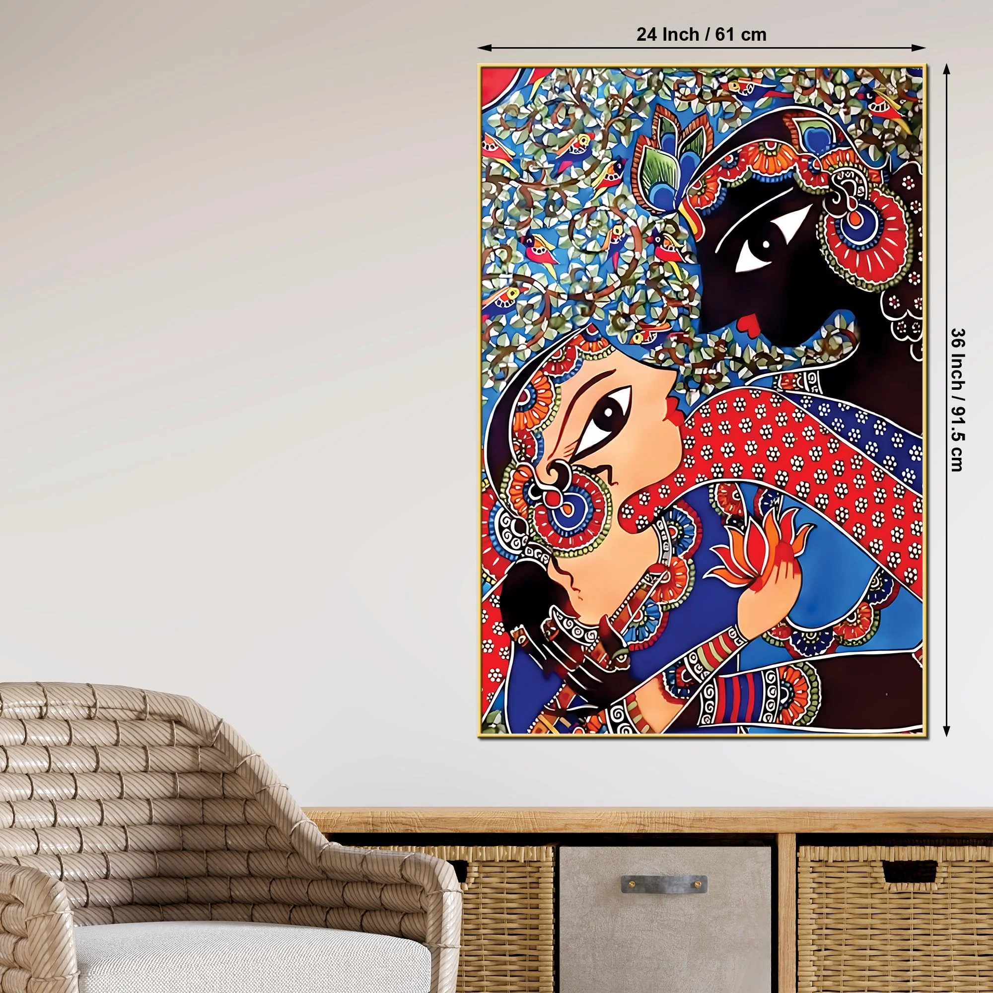 Artistic Radha Krishna Canvas Painting | Indian Style Spiritual Wall Art - Image 5