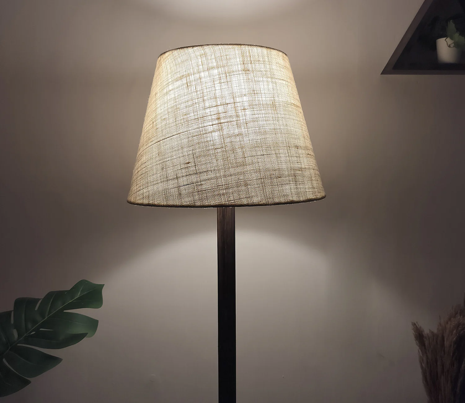Artistic Wooden Floor Lamp with Premium Beige Fabric Lampshade - Image 6