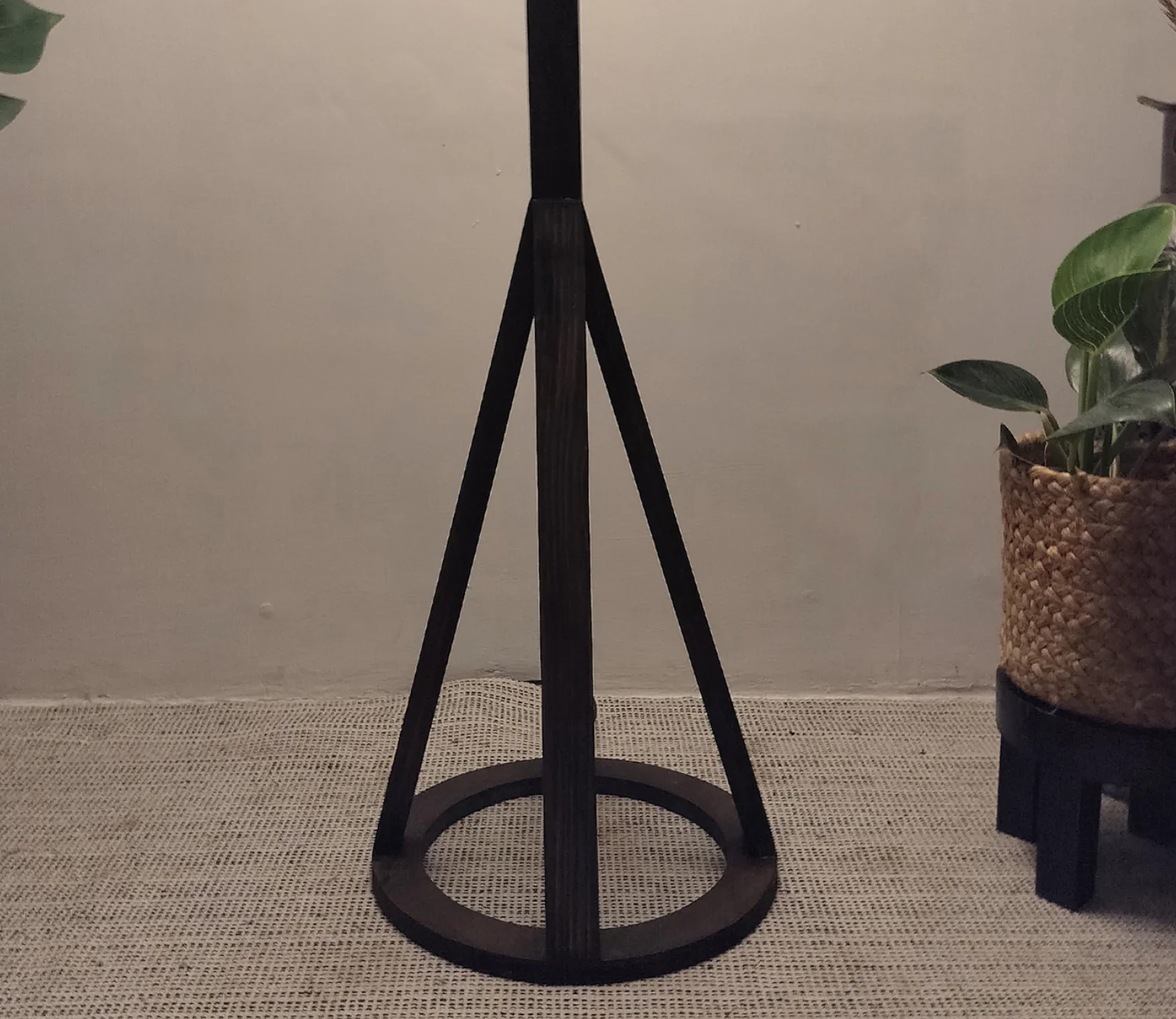Artistic Wooden Floor Lamp with Premium Beige Fabric Lampshade - Image 7