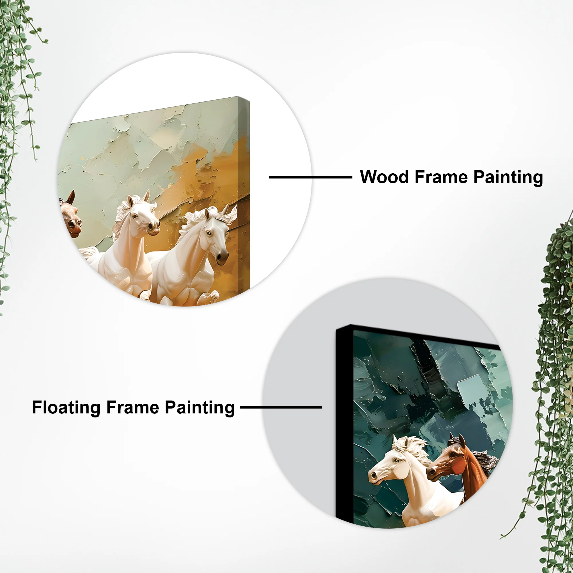 Auspicious Canvas wall Painting of Seven Running Horses - Image 5