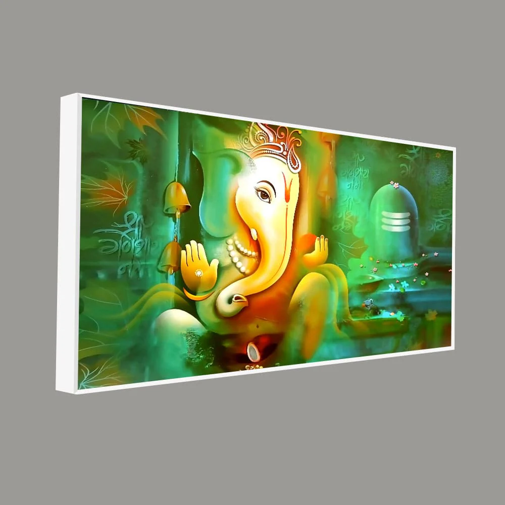 Auspicious Ganesh with Shiva lingam Canvas Wall Painting - Image 5