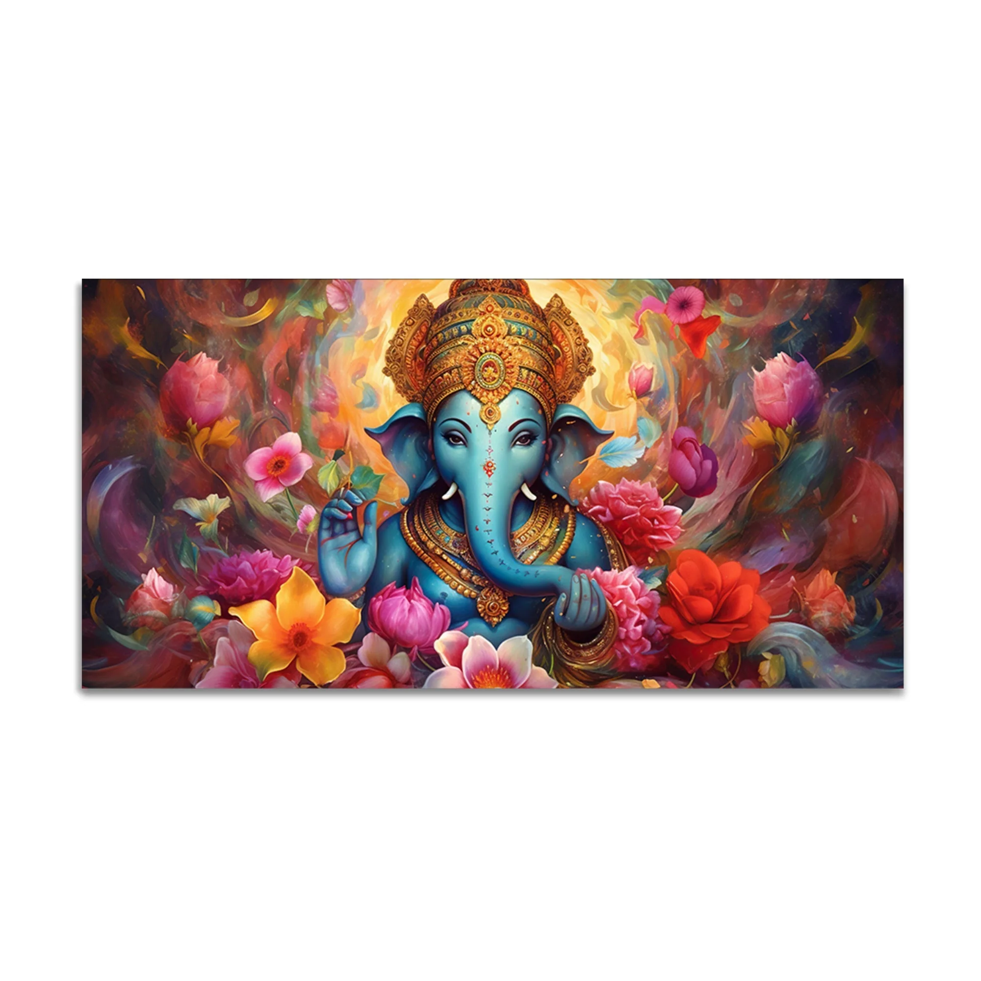 Auspicious Ganpati Floral Premium Canvas Wall Painting - Image 4