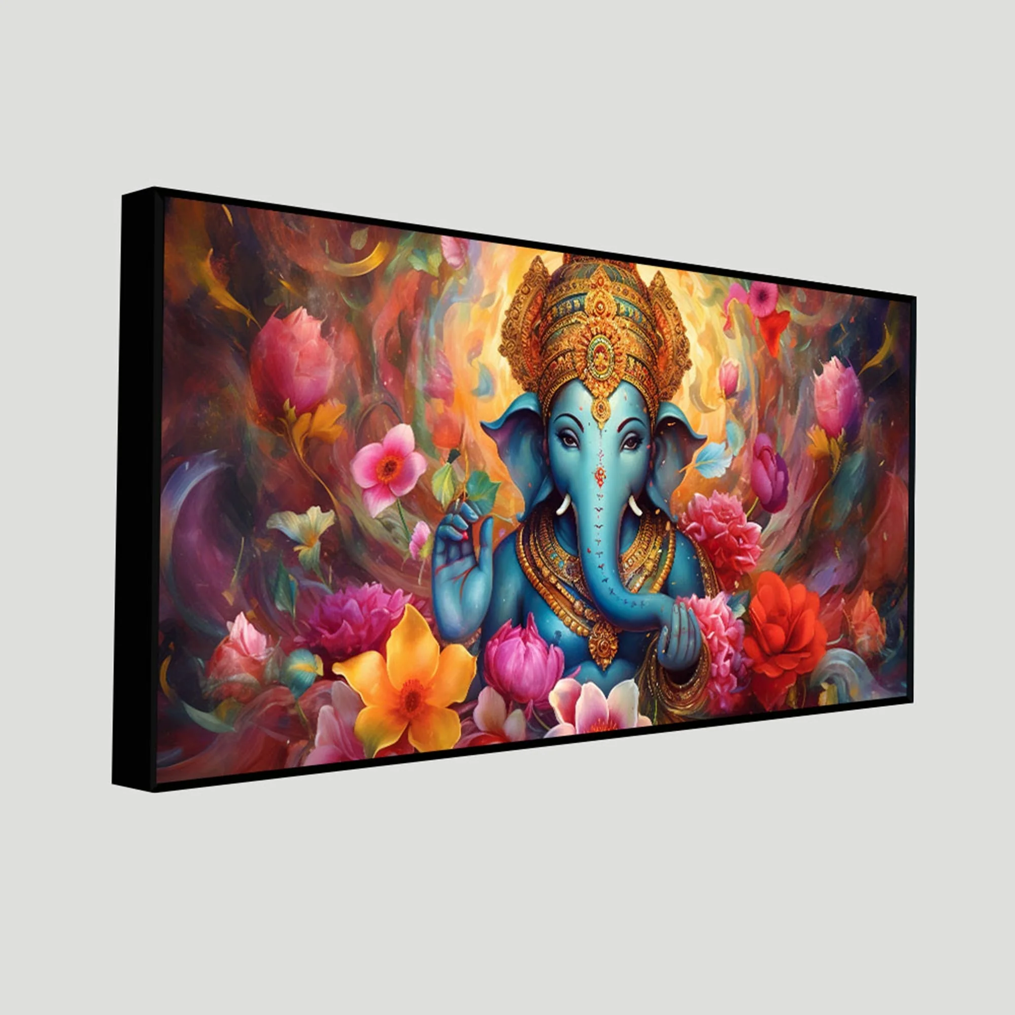 Auspicious Ganpati Floral Premium Canvas Wall Painting - Image 5