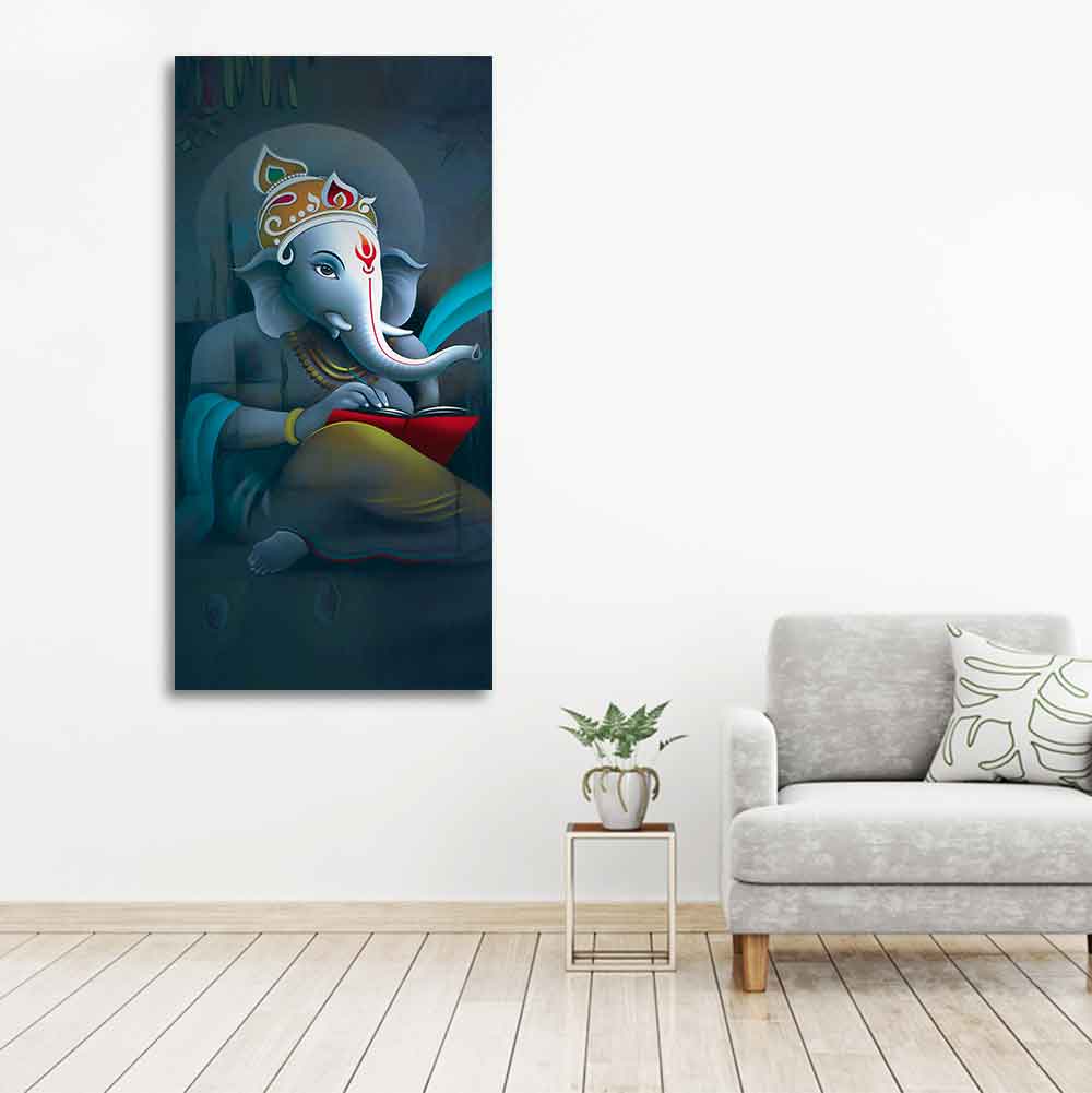 Auspicious God Ganesha Canvas Wall Painting - Image 3