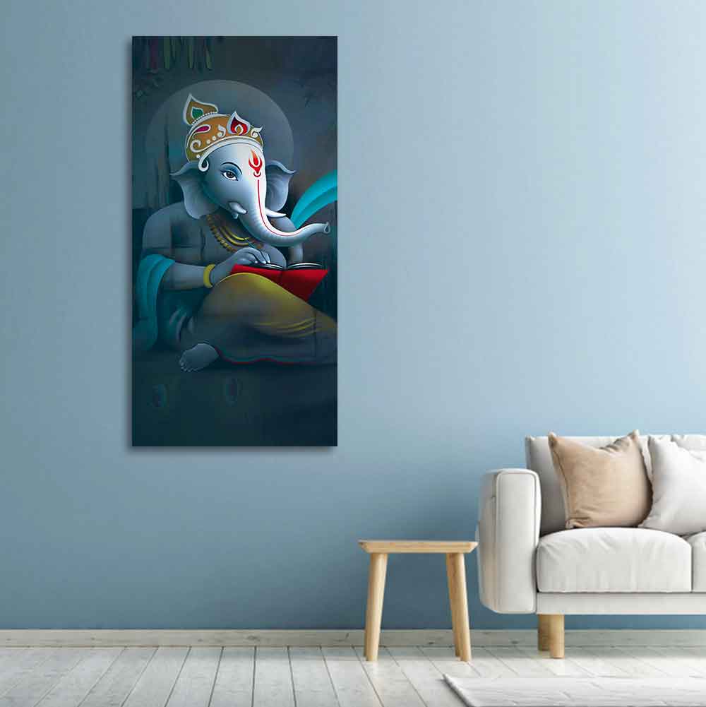 Auspicious God Ganesha Canvas Wall Painting - Image 4