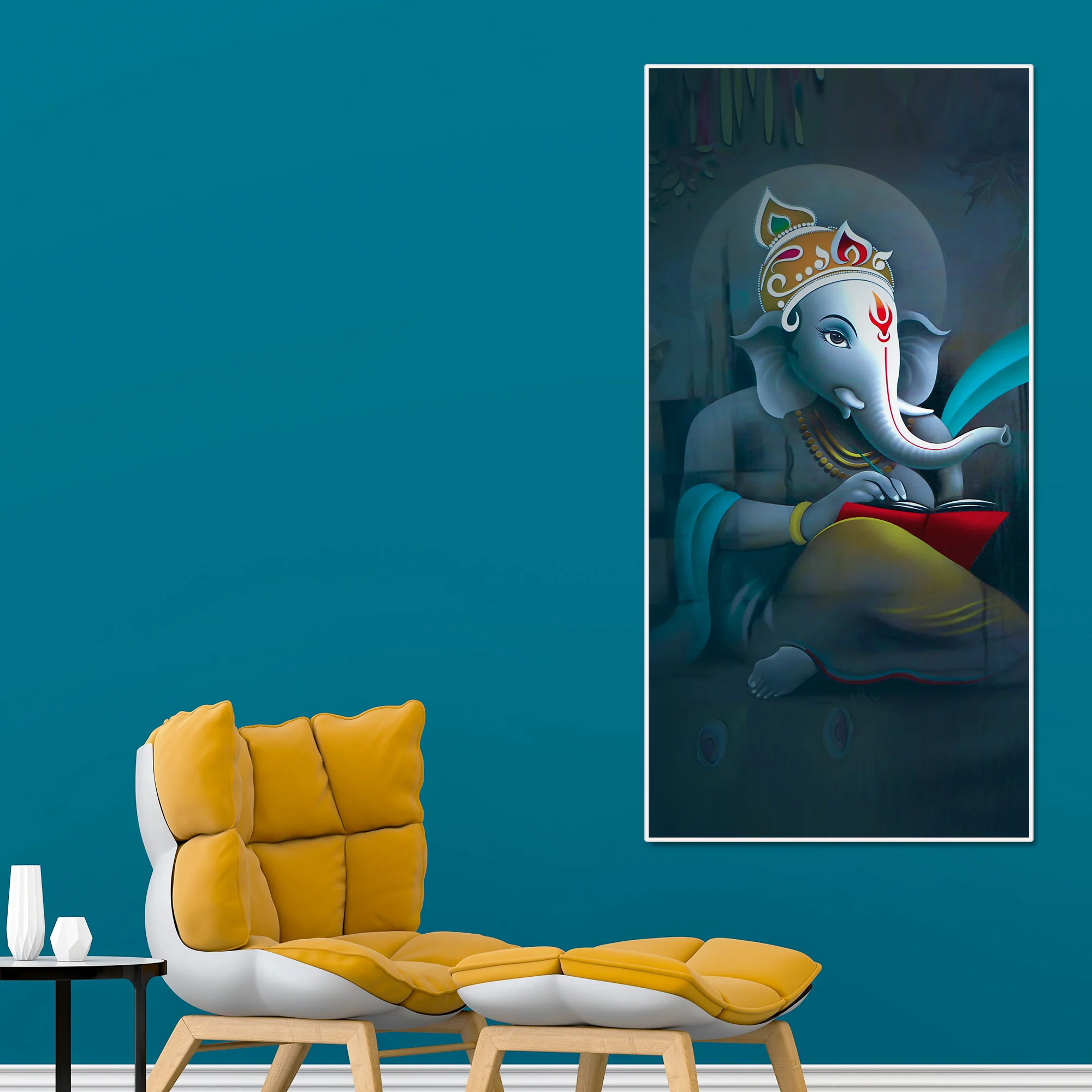 Auspicious God Ganesha Canvas Wall Painting - Image 5
