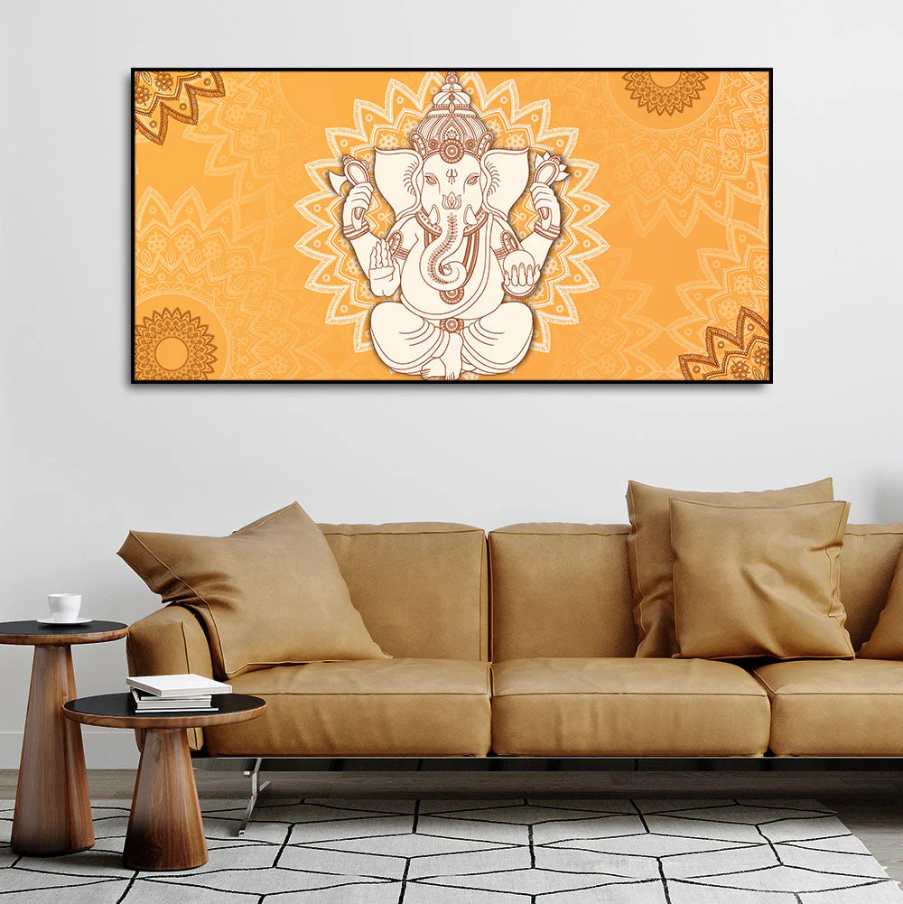 Auspicious Lord Ganesh Canvas Wall Painting - Image 3