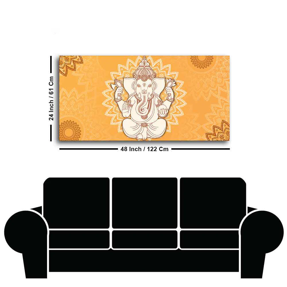 Auspicious Lord Ganesh Canvas Wall Painting - Image 7