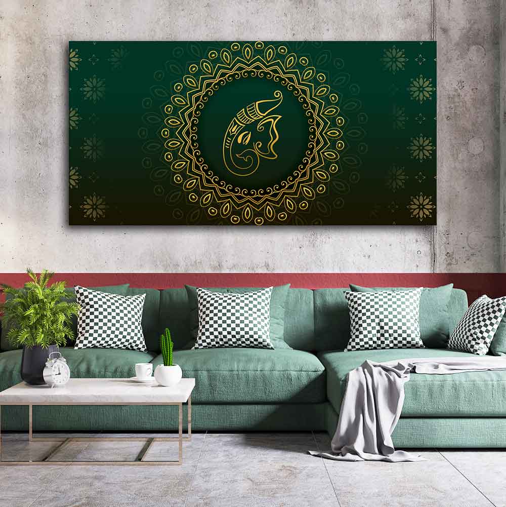 Auspicious Lord Ganesha Head Canvas Wall Painting - Image 2