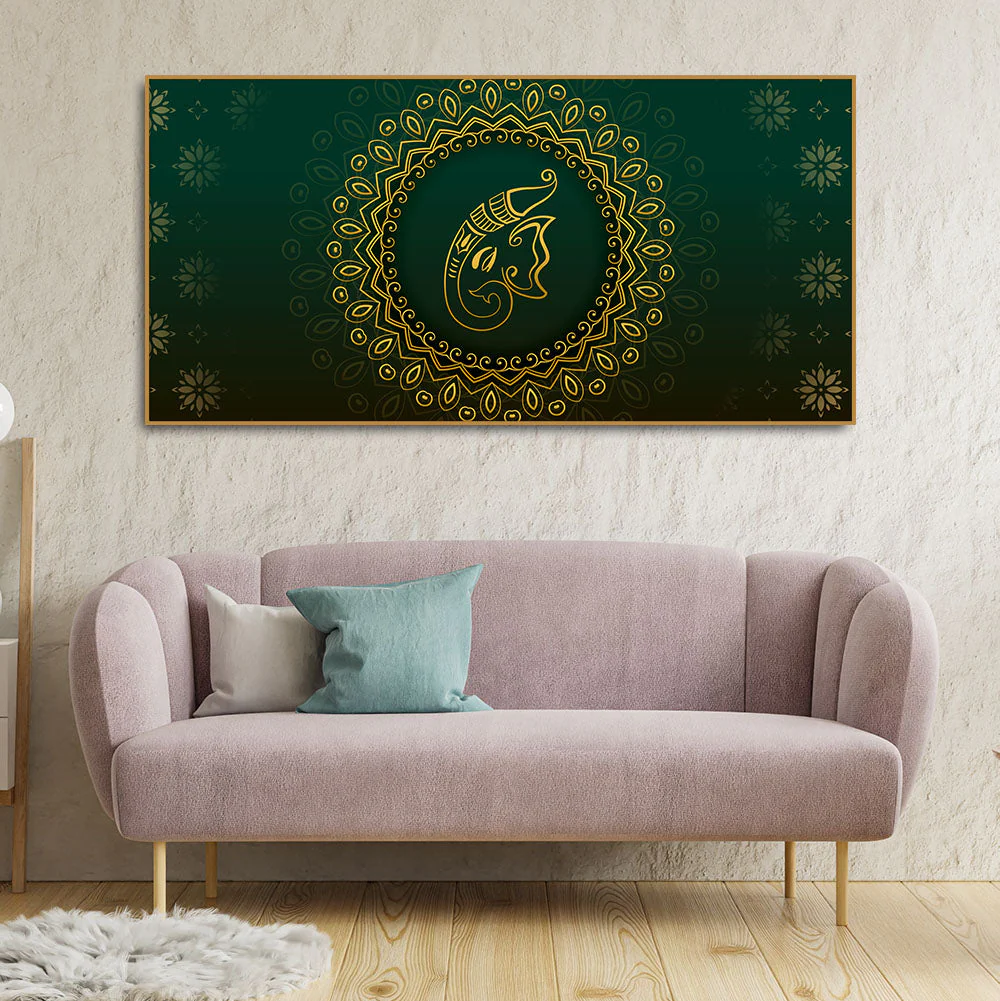 Auspicious Lord Ganesha Head Canvas Wall Painting - Image 3