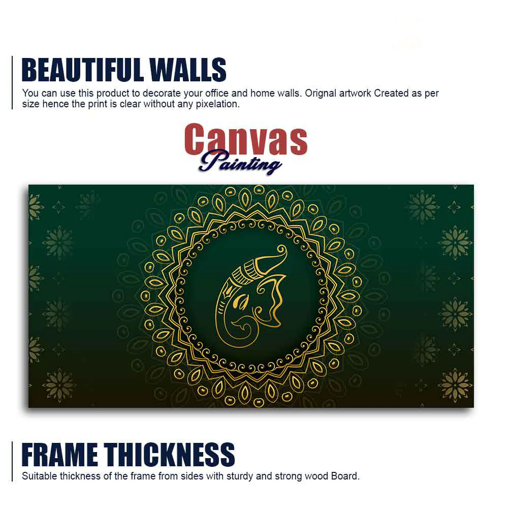 Auspicious Lord Ganesha Head Canvas Wall Painting - Image 6