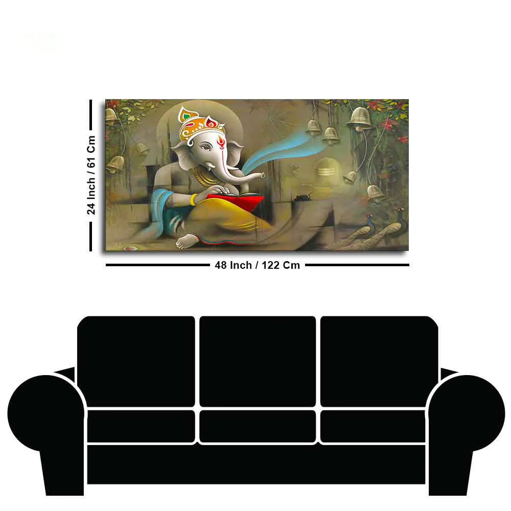 Auspicious Lord Ganpati Ganesha Canvas Wall Painting - Image 7