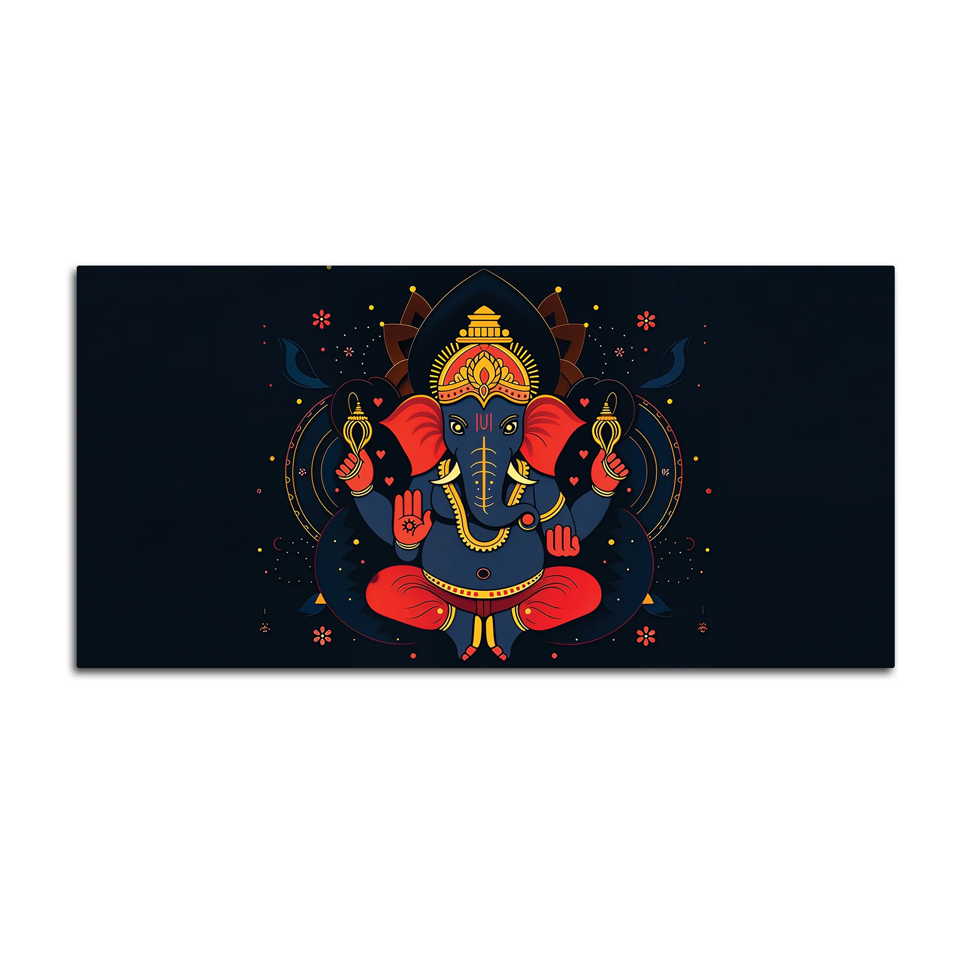 Auspicious Lord Shri Ganesh Sitted in the Dark Canvas Wall Painting – Contemporary Spiritual Wall Decor - Image 4