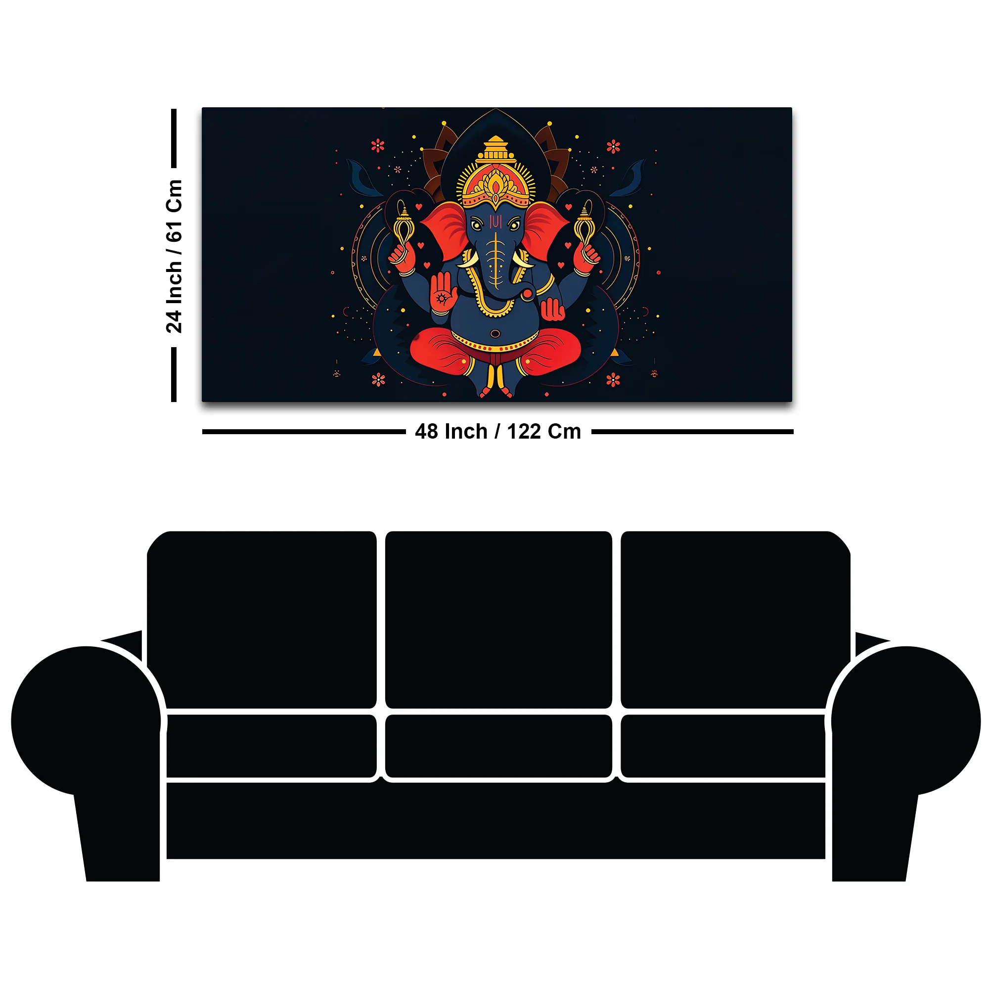 Auspicious Lord Shri Ganesh Sitted in the Dark Canvas Wall Painting – Contemporary Spiritual Wall Decor - Image 8