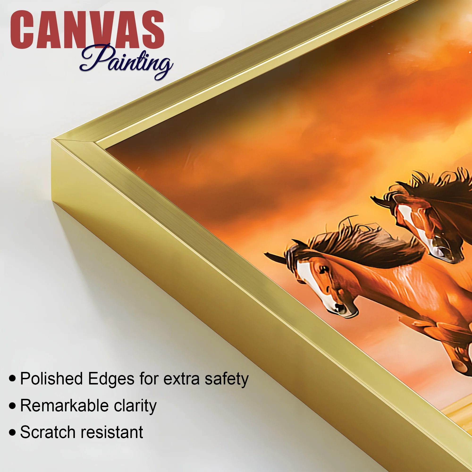 Auspicious Seven Running Horses in Field Canvas wall Painting - Image 6