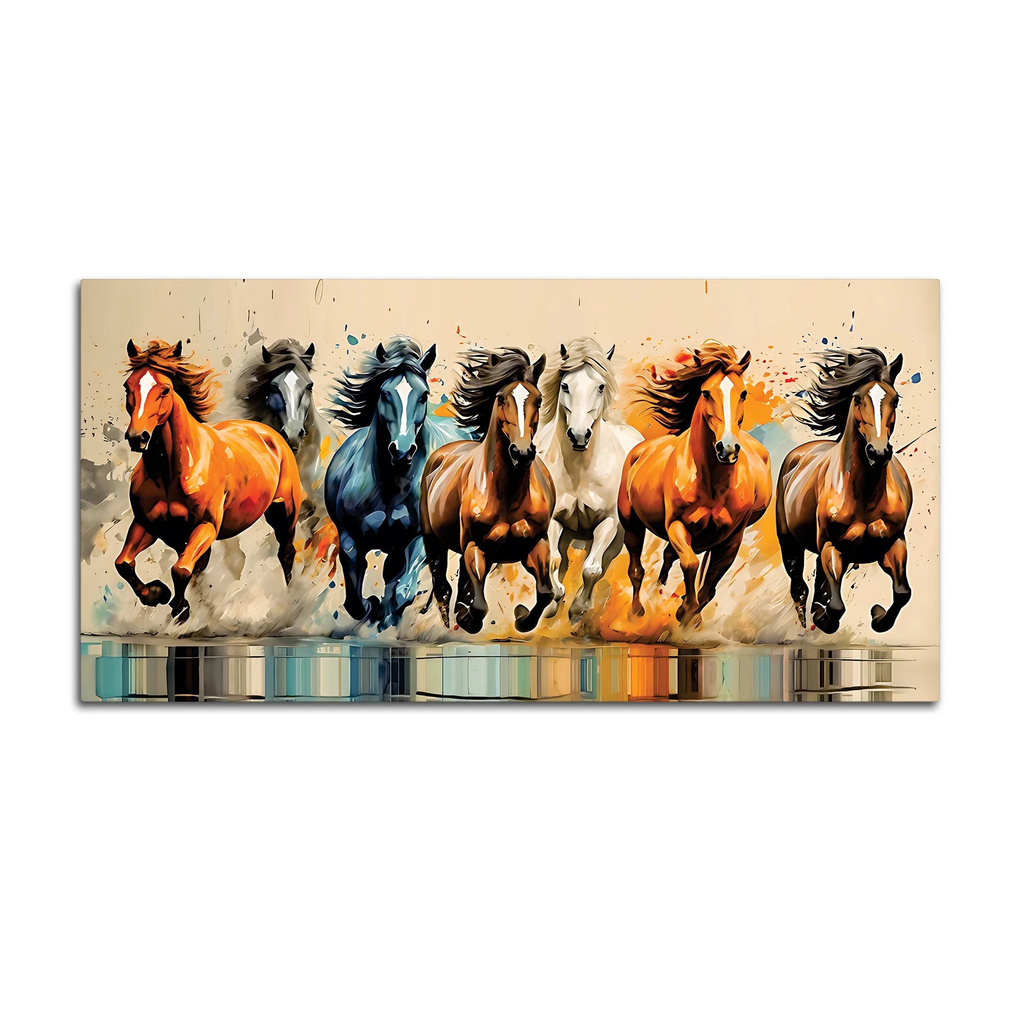 Auspicious Seven Running Horses Premium wall Painting - Image 6