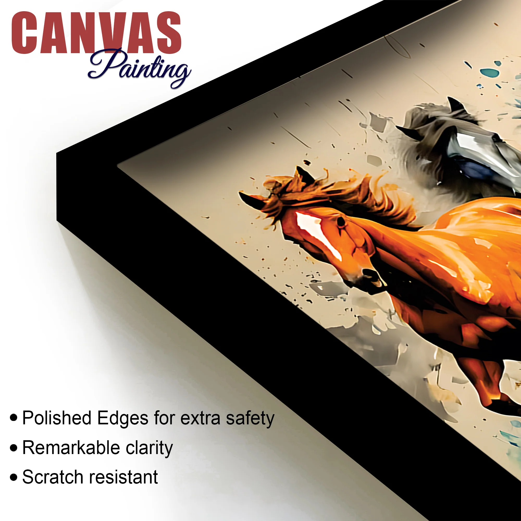 Auspicious Seven Running Horses Premium wall Painting - Image 7