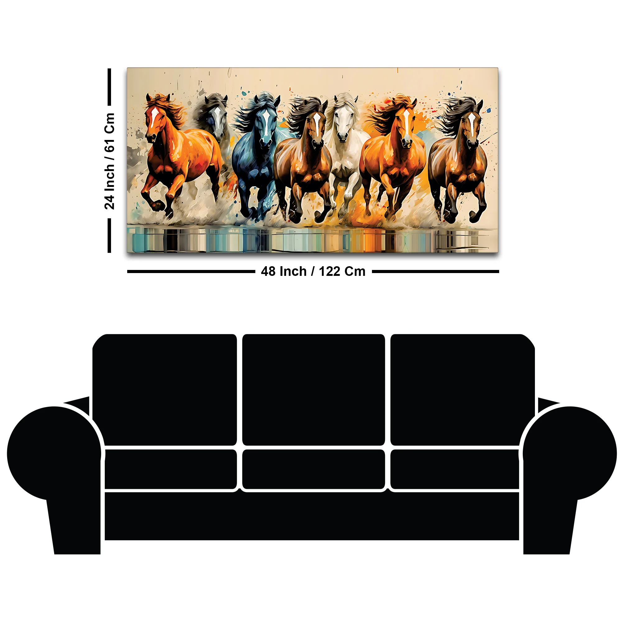 Auspicious Seven Running Horses Premium wall Painting - Image 8