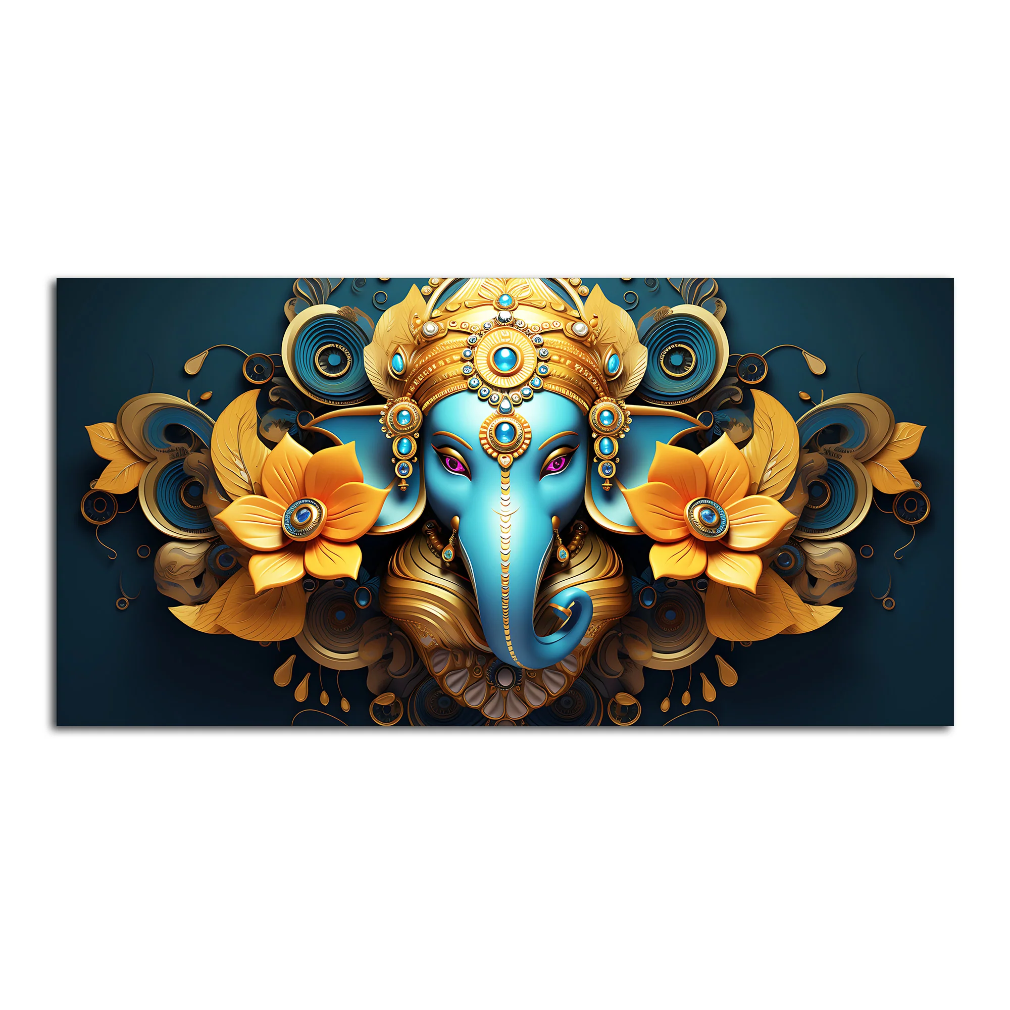 Auspicious Vighnaharta Ganesha Canvas Wooden Wall Painting - Image 4