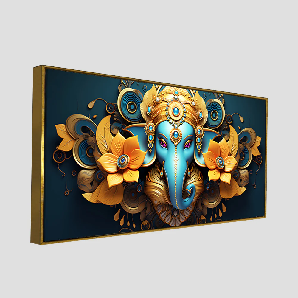 Auspicious Vighnaharta Ganesha Canvas Wooden Wall Painting - Image 5