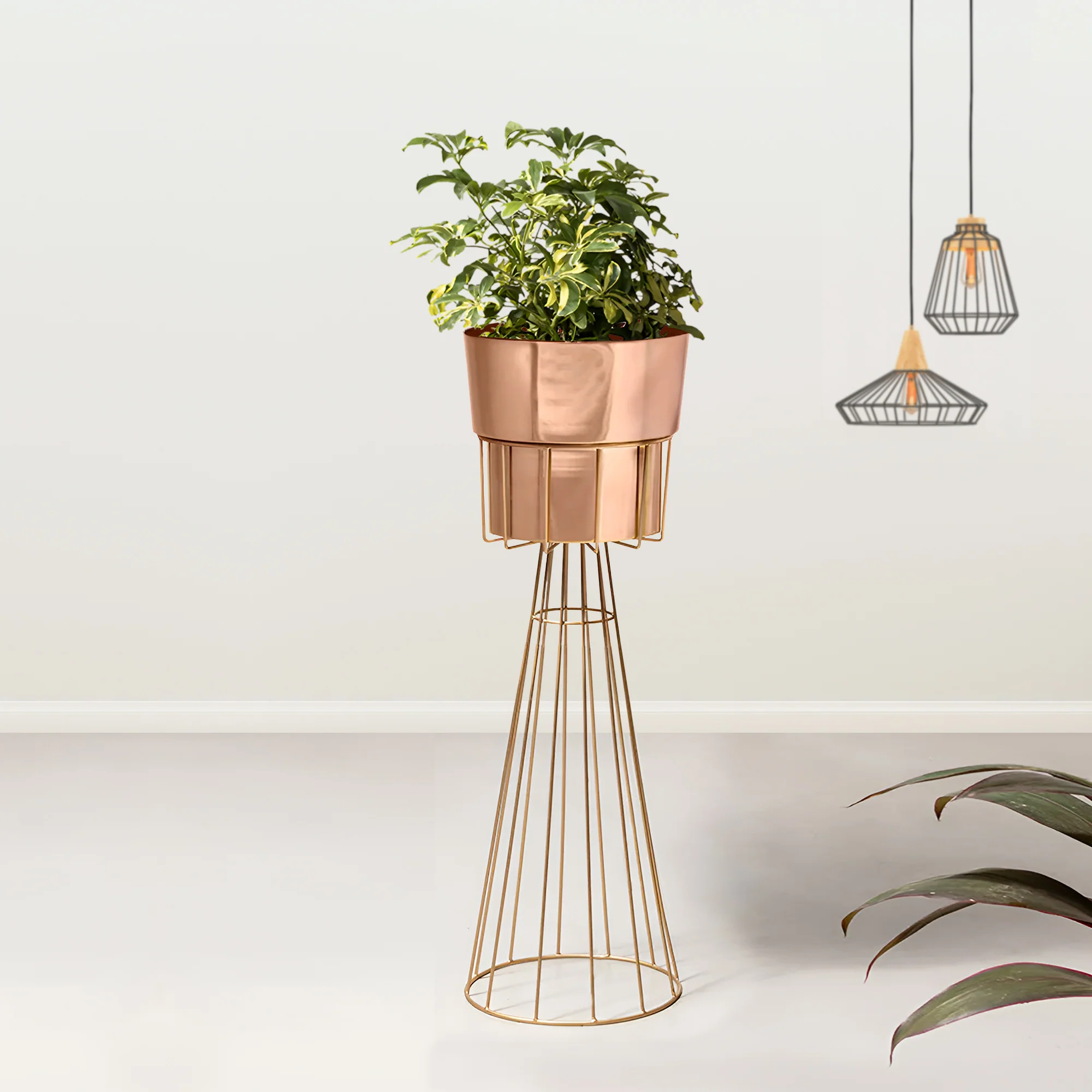 Avant Garden Gold Stand & Ross Gold Pot - Large Size Planter - Image 2