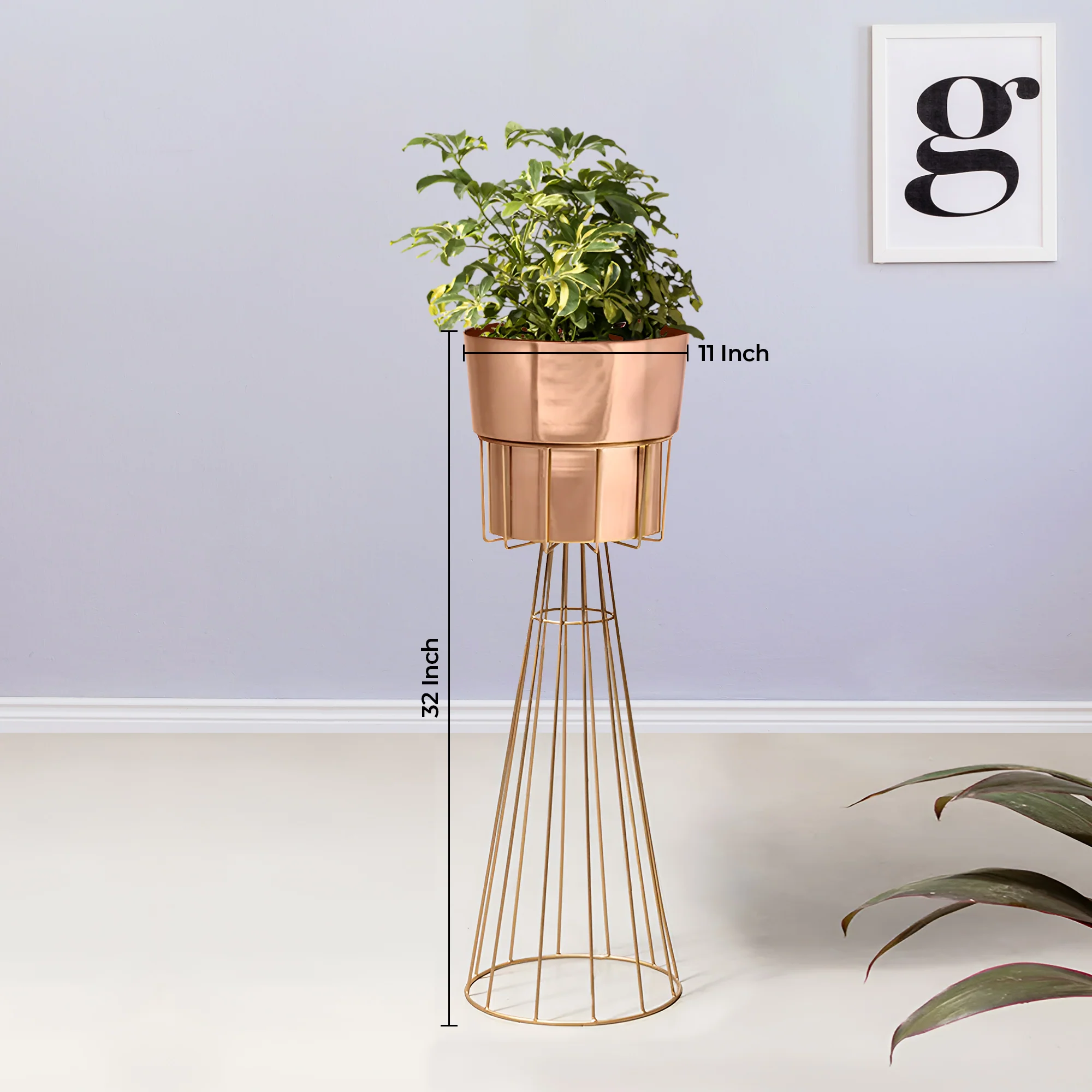 Avant Garden Gold Stand & Ross Gold Pot - Large Size Planter - Image 3