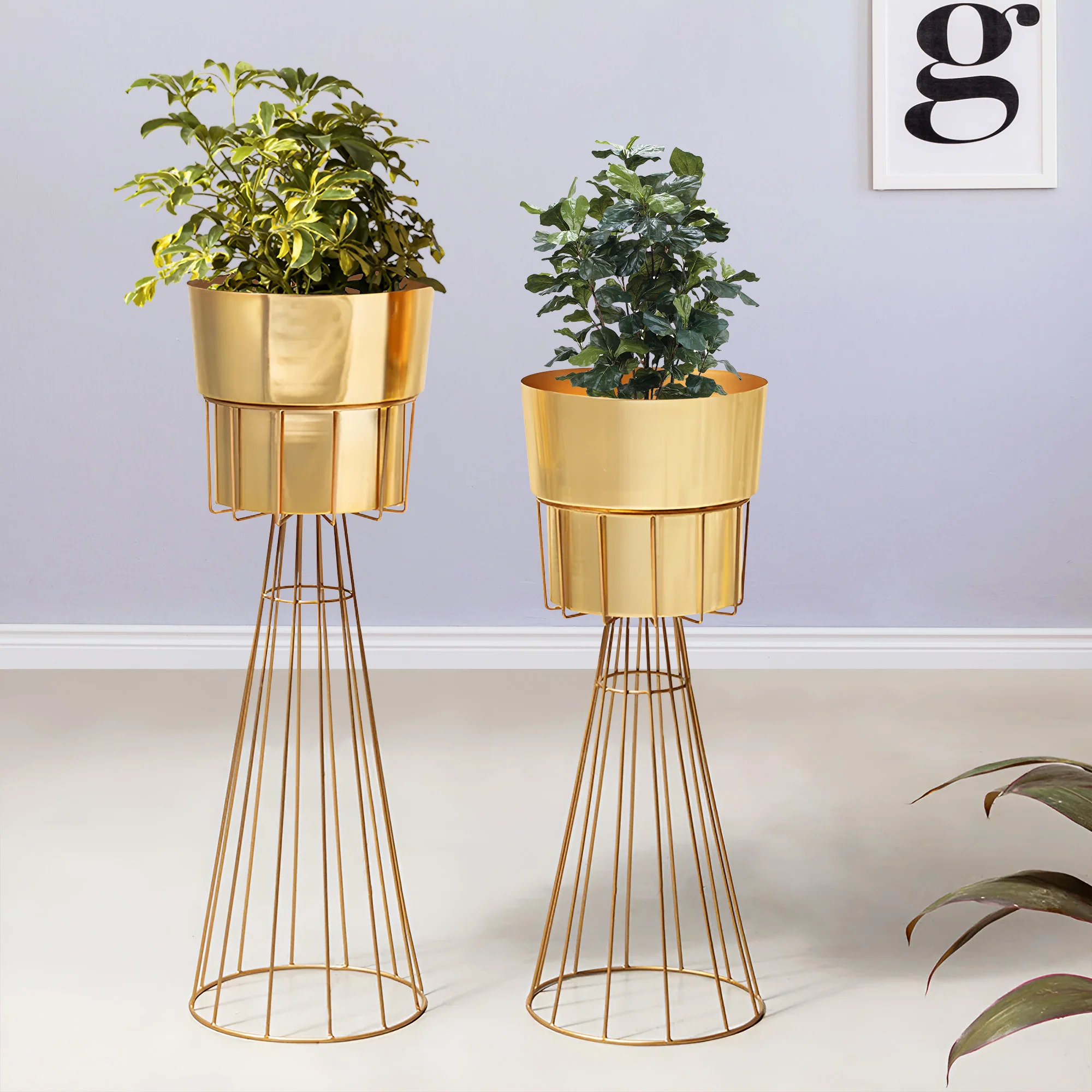 Avant Garden Golden Finish Planters Set of 2 - Image 3