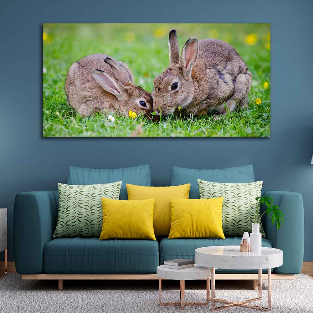 Baby Bunnies in Garden Canvas Wall Painting - Image 2