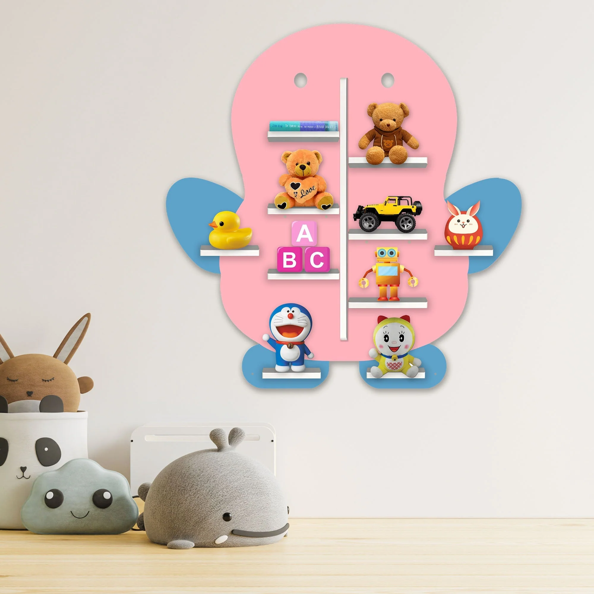 Baby Penguin Shape Wooden LED Light Wall Shelf for Kids - Image 3