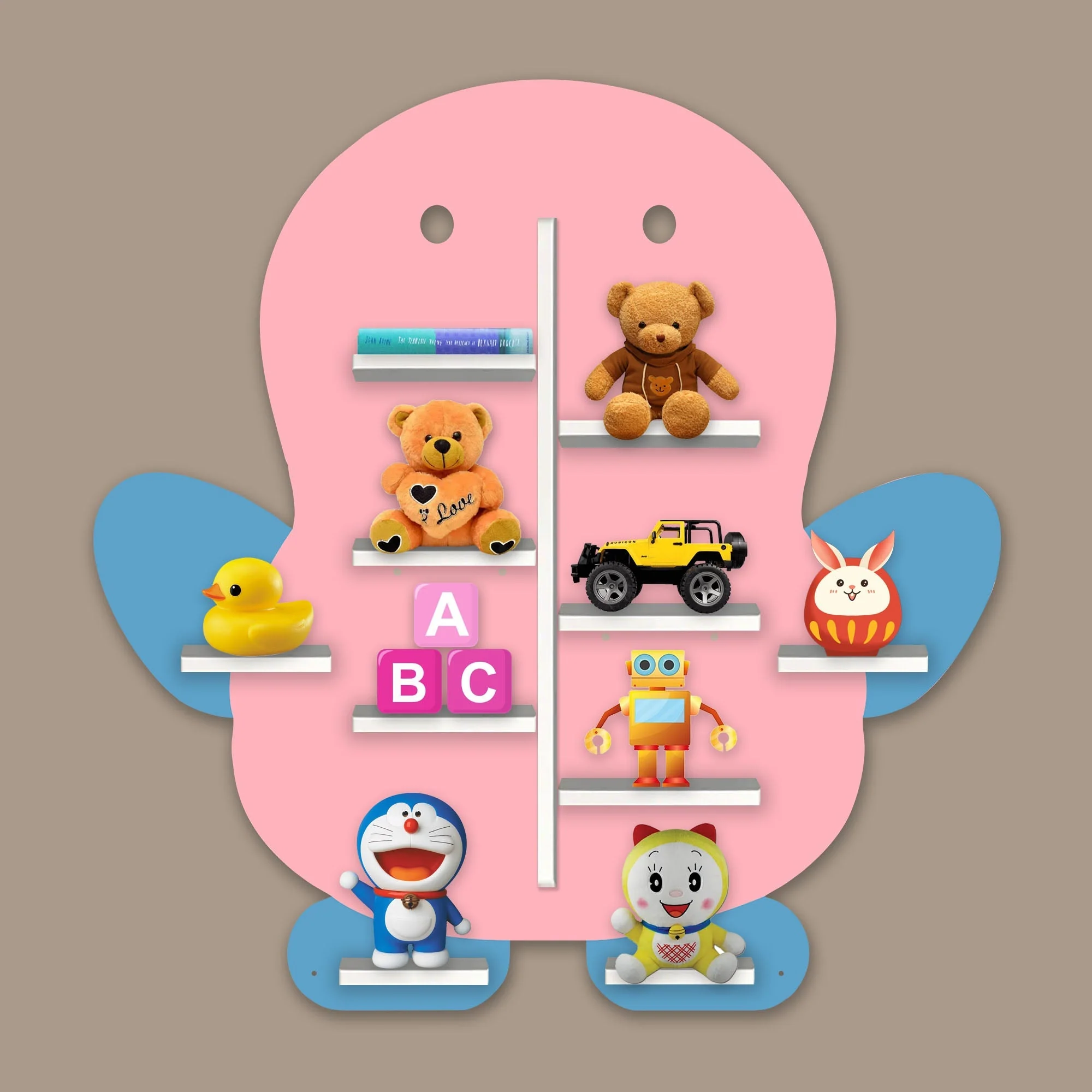 Baby Penguin Shape Wooden LED Light Wall Shelf for Kids - Image 4