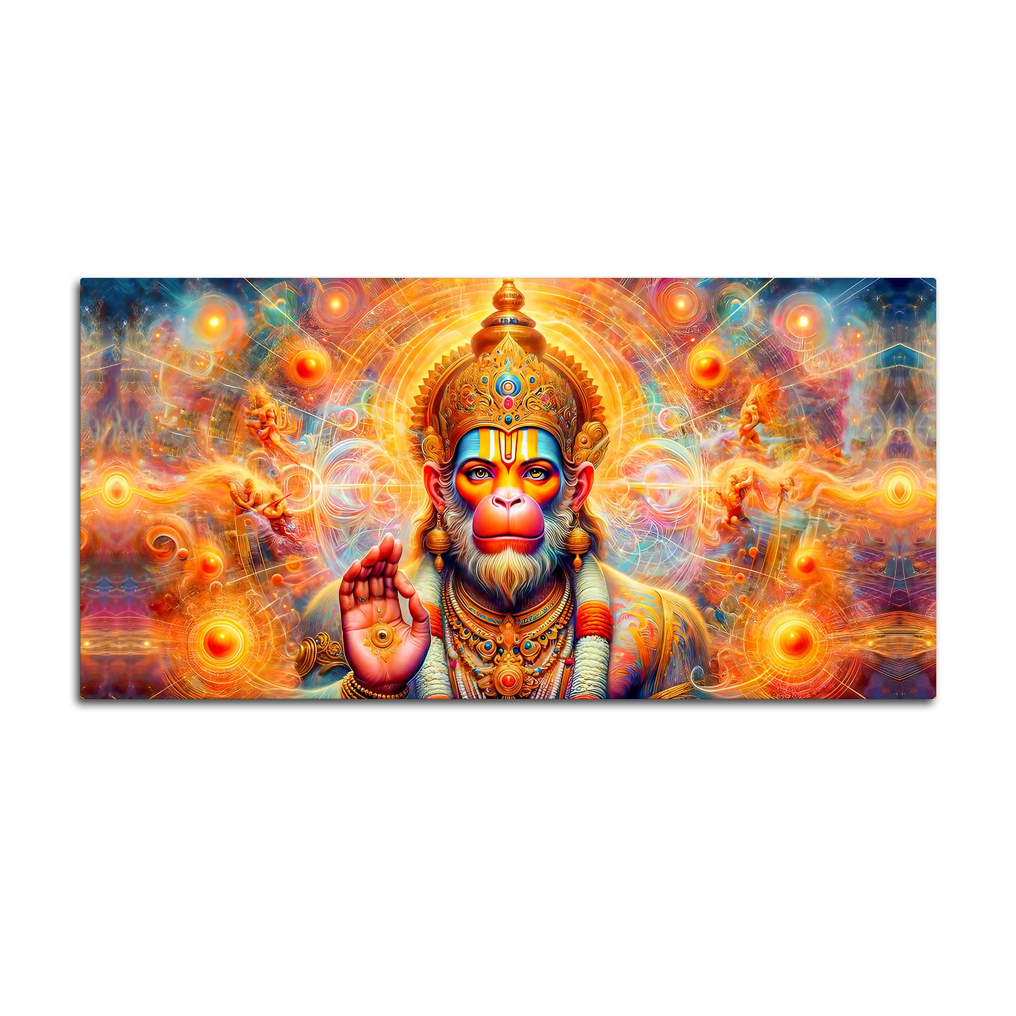 Bajrangbali Hanuman Cosmic Canvas Painting – Sacred Energy Decor - Image 4
