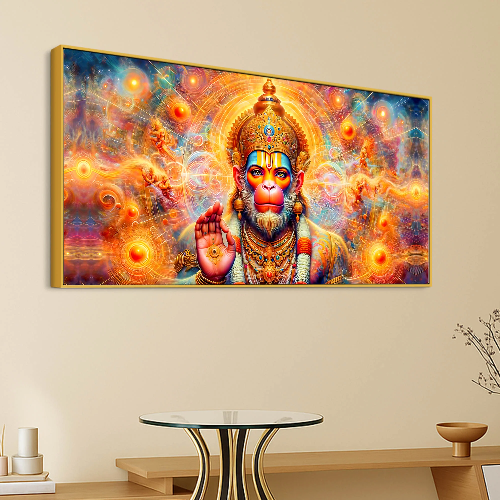 Bajrangbali Hanuman Cosmic Canvas Painting – Sacred Energy Decor - Image 5