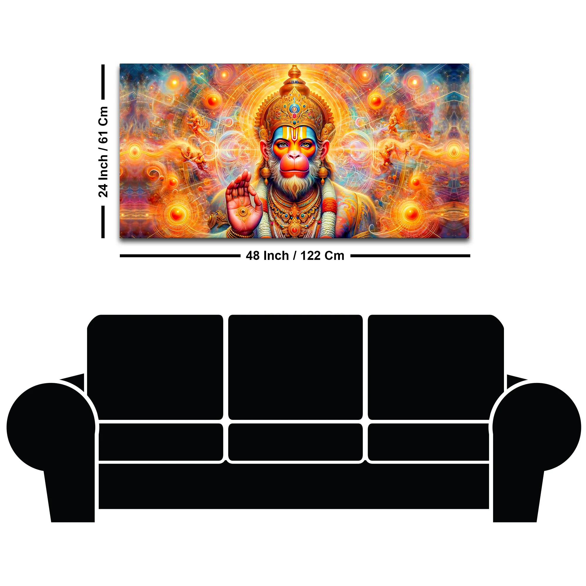 Bajrangbali Hanuman Cosmic Canvas Painting – Sacred Energy Decor - Image 8