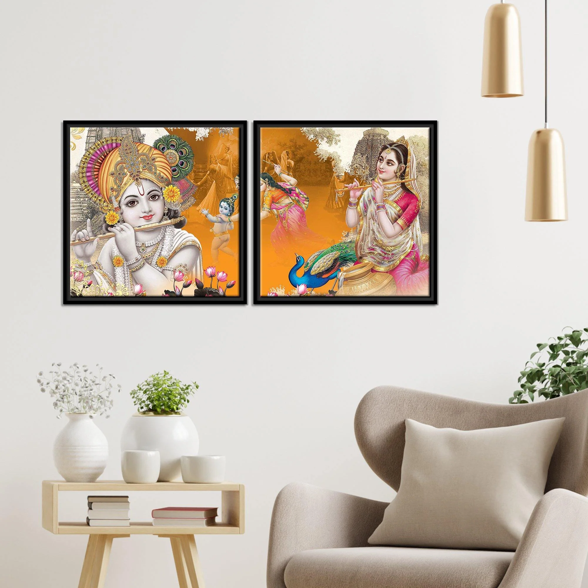 Bal Gopal Wall Painting of 2 Pieces Floating Frame - Image 3