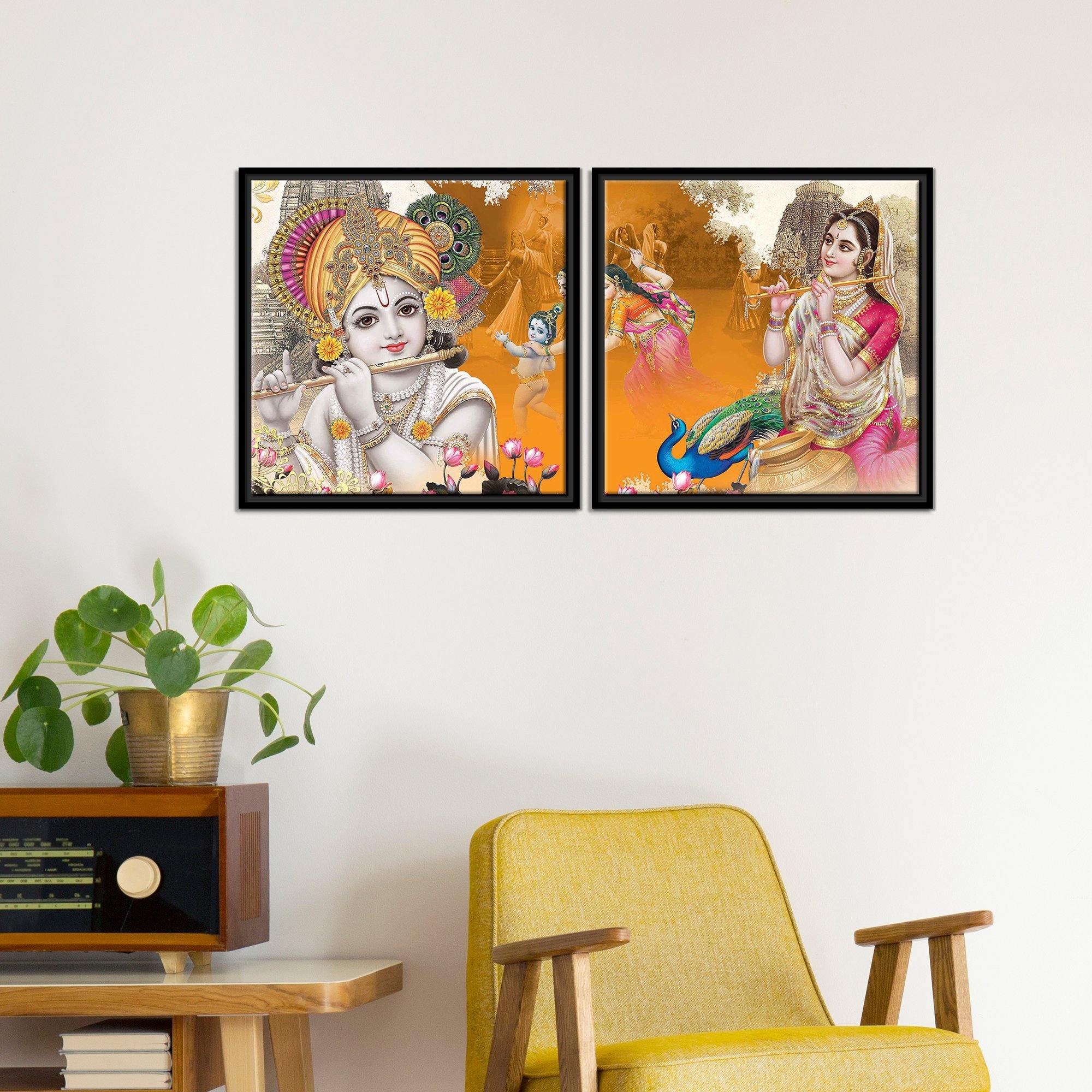 Bal Gopal Wall Painting of 2 Pieces Floating Frame - Image 4