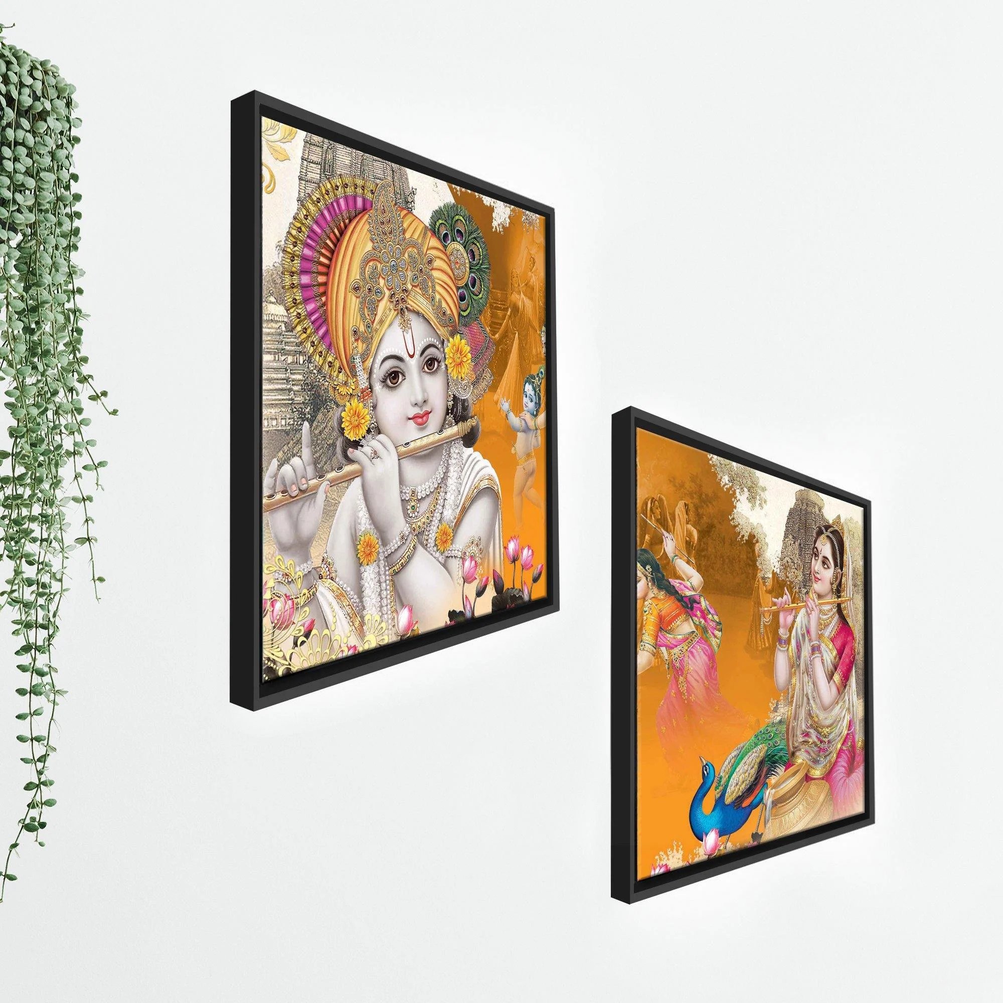Bal Gopal Wall Painting of 2 Pieces Floating Frame - Image 7