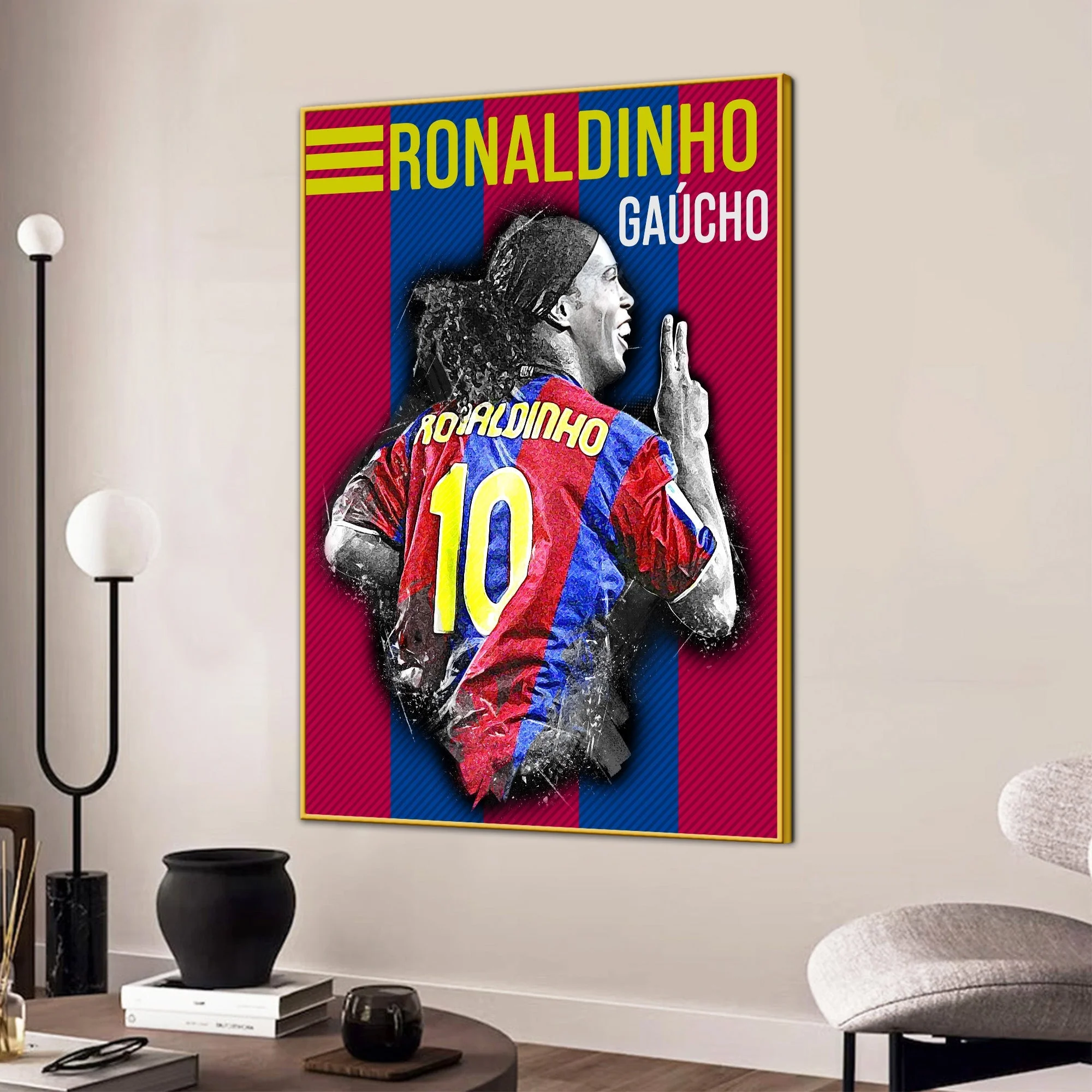 Barcelona Ronaldinho Gaúcho Cotton Canvas Wall Painting - Image 3