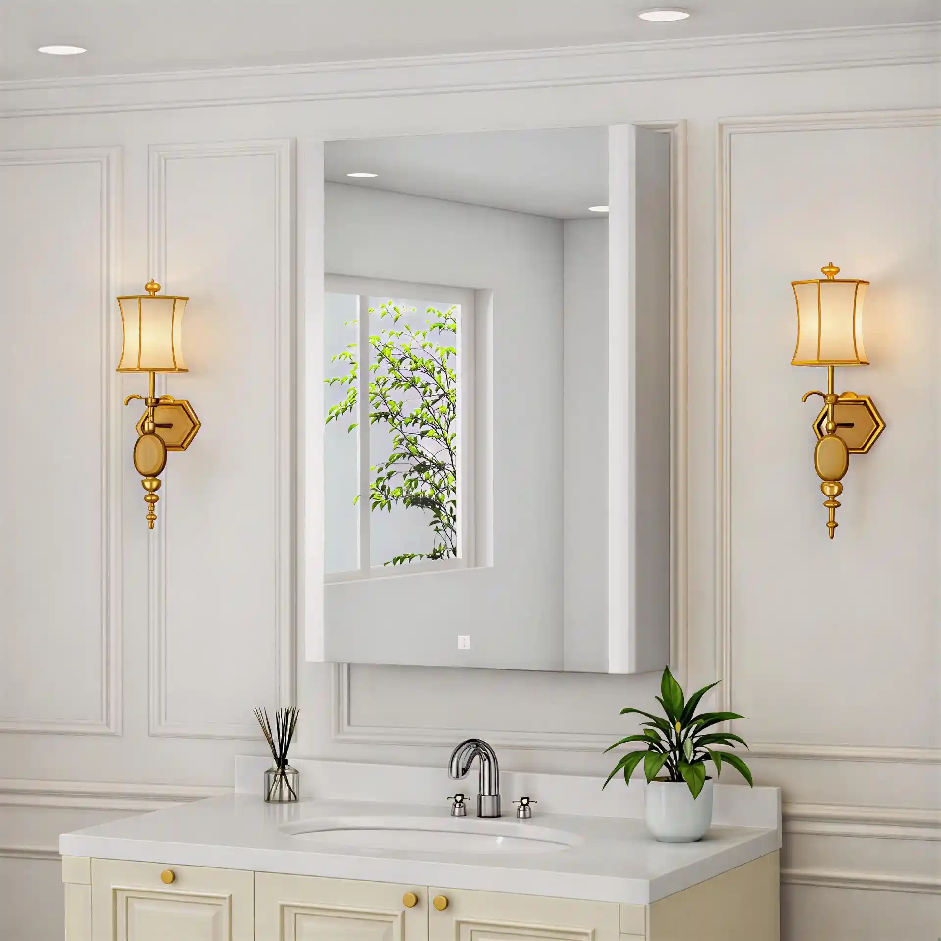Bathroom Mirror Cabinet with Lighting and Ample Storage - Image 3