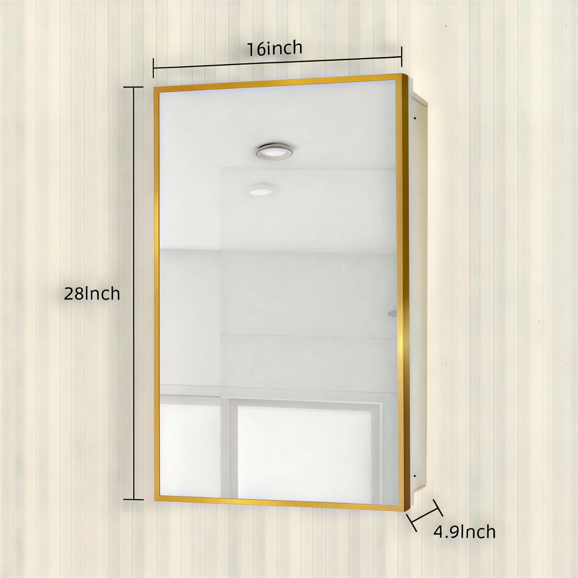 Bathroom Mirror with Gold Wooden Frame and Internal Shelves - Image 6