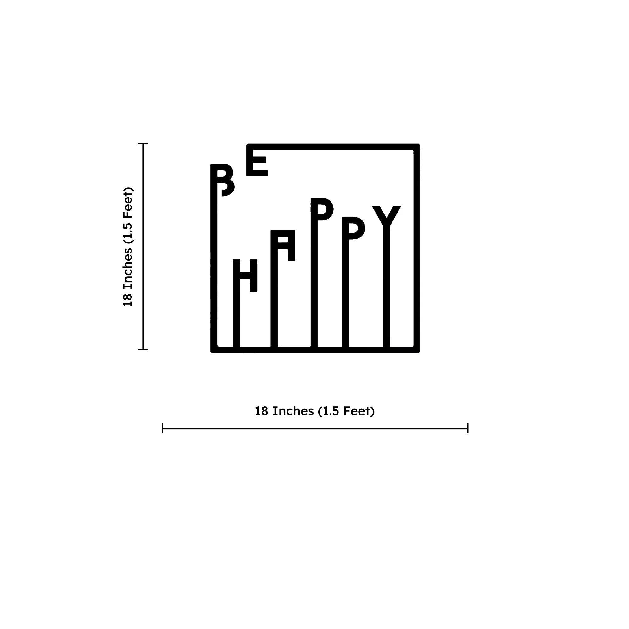 Be Happy Text Design Square Metal Artwork Wall Decor - Image 4