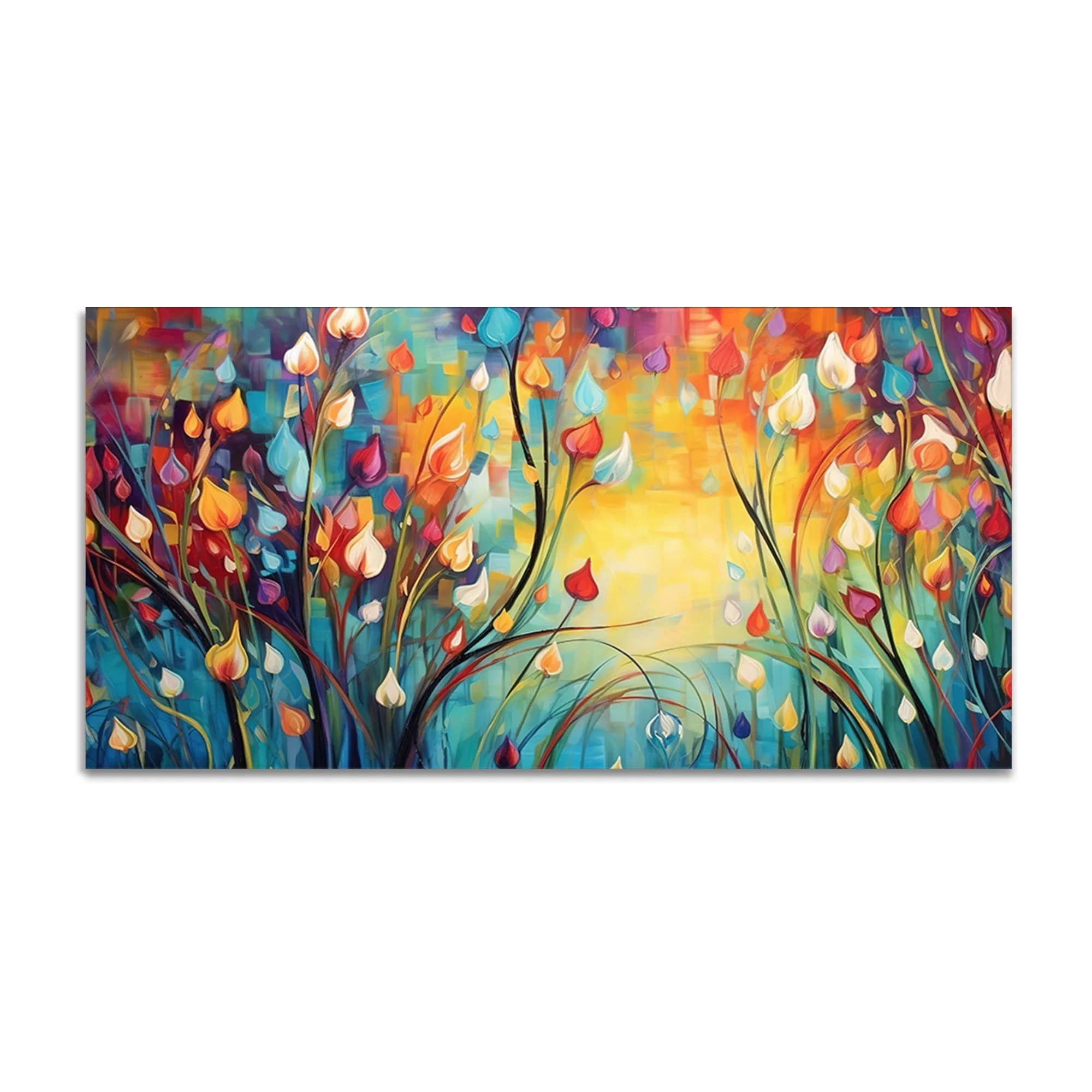 Beautiful Abstract Art of Colorful Flowers Canvas Wall Painting - Image 4