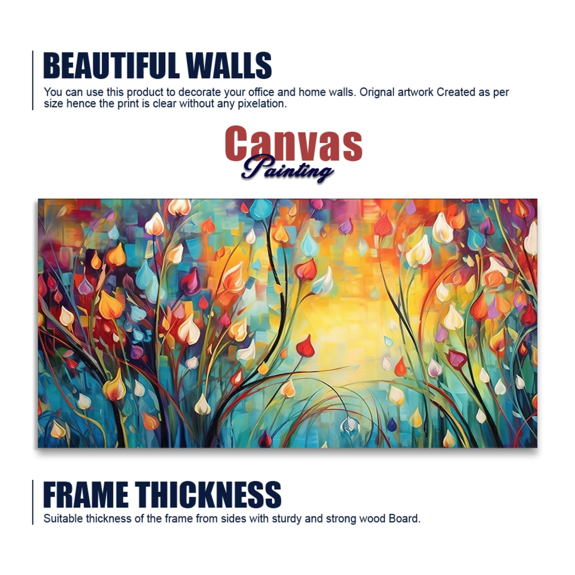 Beautiful Abstract Art of Colorful Flowers Canvas Wall Painting - Image 6