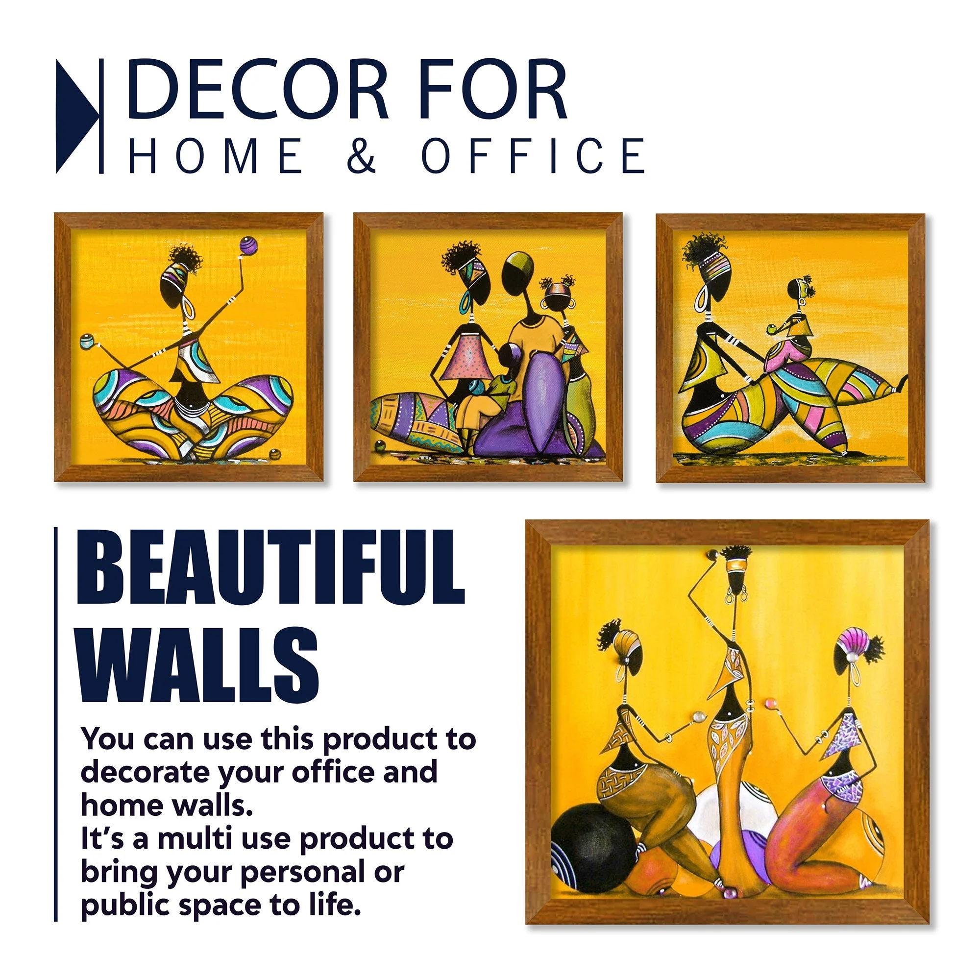 Beautiful Abstract Warli Women Art Wall Frame Set of Four - Image 4