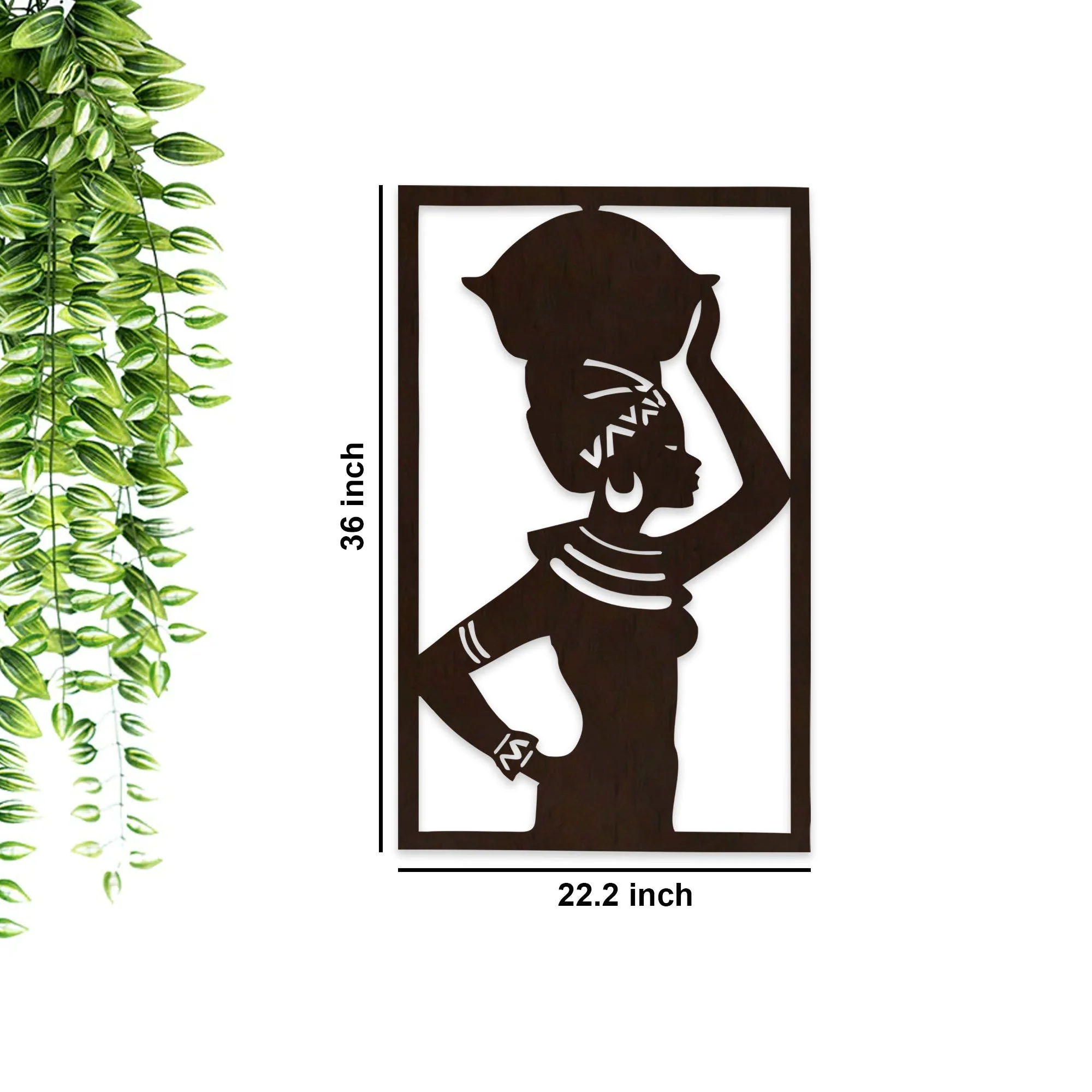Beautiful African Women Backlit Wooden Wall Hanging with LED Night Light Walnut Finish - Image 4