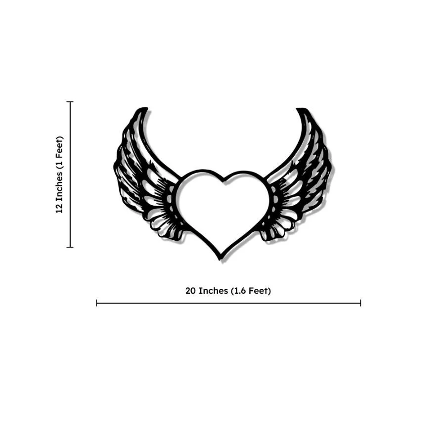 Beautiful Angel Heart Design Metal Wall Art Decor - Image 4