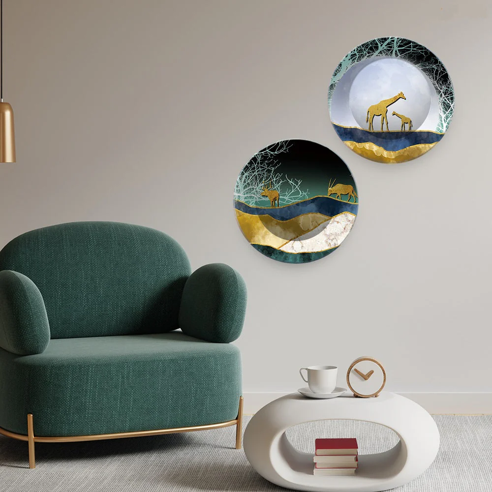 Beautiful Animals in Forest Premium Wall Hanging Plates of Two Pieces - Image 3